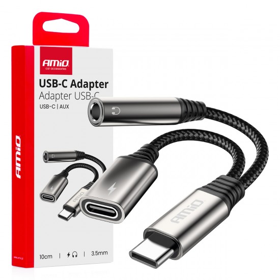 USB-C LA TIP USB-C + Mini mufa 3,5 mm Adaptor mama 10 cm AMIO-04295